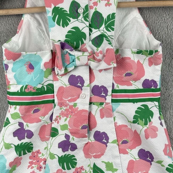 Janie and Jack Dress Girls 8 Floral Bow Sleeveless Button Back Cotton Easter - Picture 3 of 9